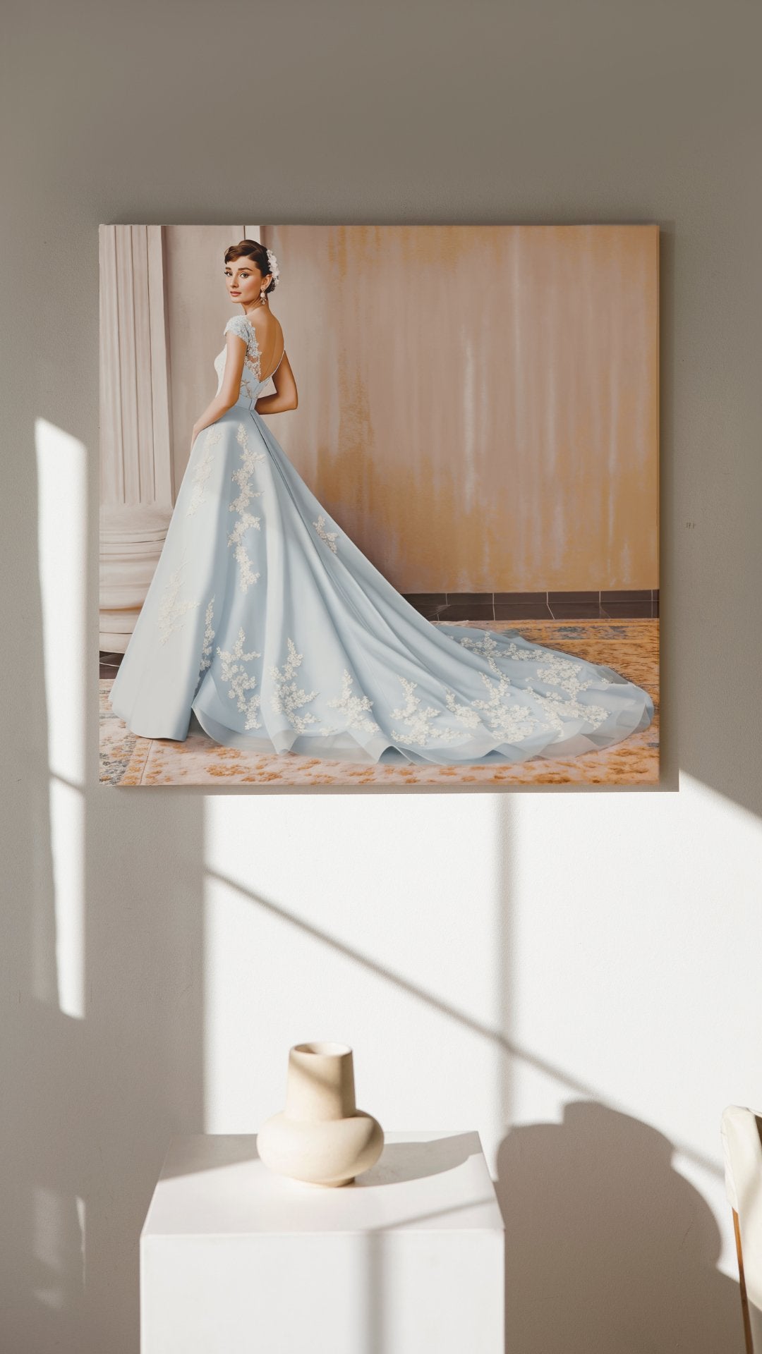 Digital Print: Enchanted Azure: Audrey Hepburn in Blue - Digital Audrey Hepburn Art Collective, bridal art, wedding dress, gift, engagement, bridal photography