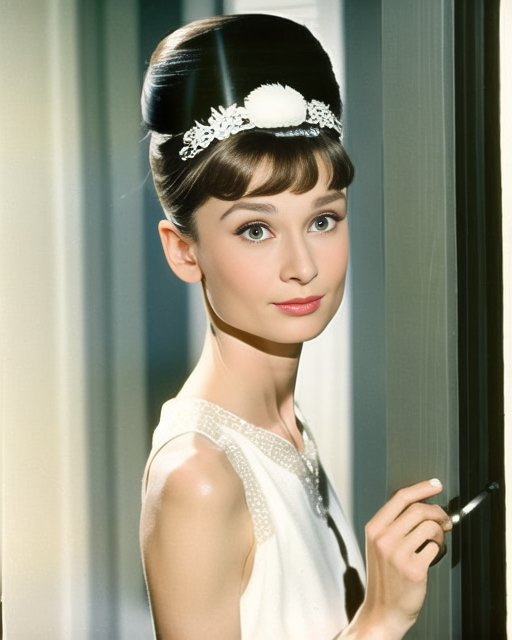 Digital Print: Eternal Elegance: Audrey Hepburnin Casual White - Digital Audrey Art Collective, vintage celebrity art, elegant portrait