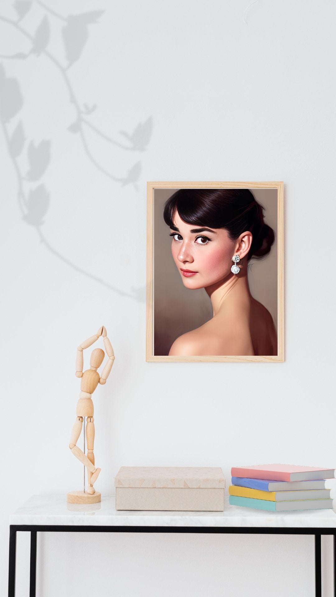 Digital Print: Ethereal Audrey Hepburn: A Portrait of Pure Radiance - Digital Audrey Art Collective, gift, decor, wallart, portrait, hollywood, framed art