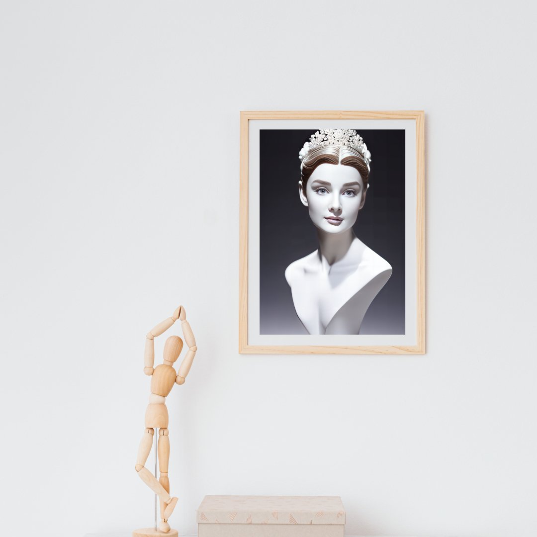 Digital Print: Marble Legacy: The Audrey Hepburn Bust, Digital Art Print, Framed Art, Gift, Decor