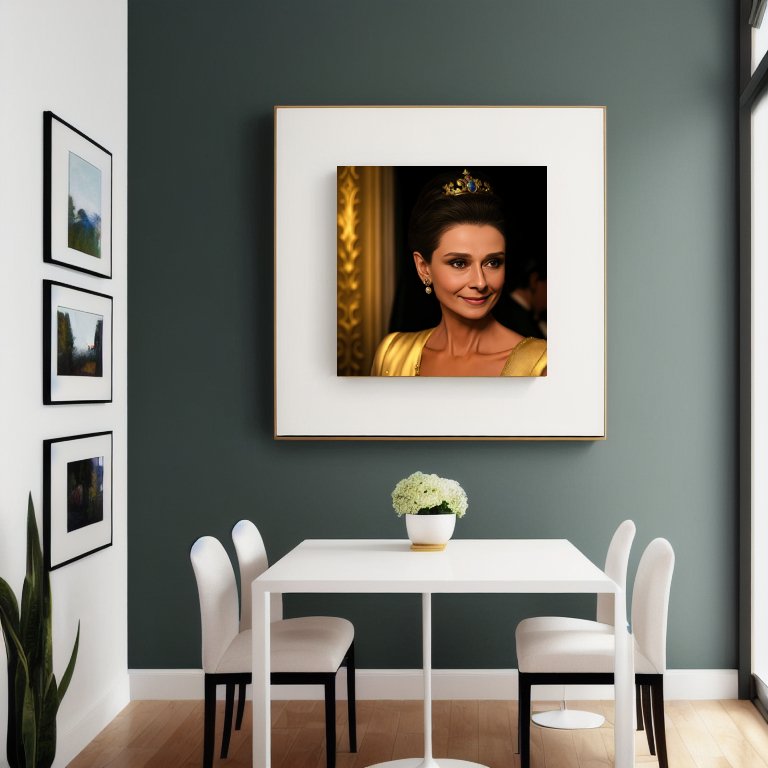 Digital Print: Regal Resplendence: Audrey Hepburn as the Majestic Monarch ,Print Art, Decoration, Gift, Home, Office, Retail