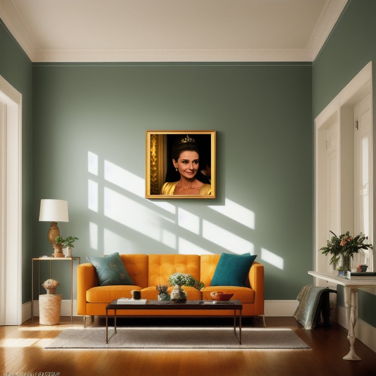 Digital Print: Regal Resplendence: Audrey Hepburn as the Majestic Monarch ,Print Art, Decoration, Gift, Home, Hotel Lobby, Office