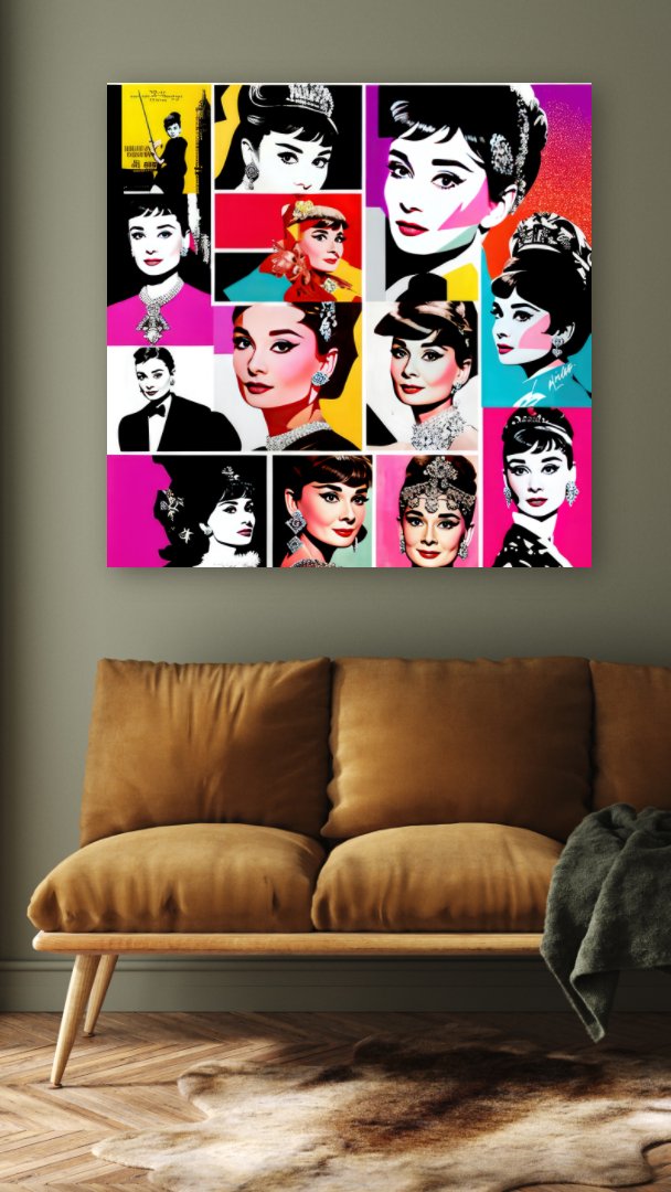 Digital Print: Timeless Legacy - A Vibrant Collage of Cinematic Brilliance and Style, Audrey Hepburn, Pop Art, Hollywood, Celerity,  Digital Audrey, Art Print, Gift, Decor, Home, Office