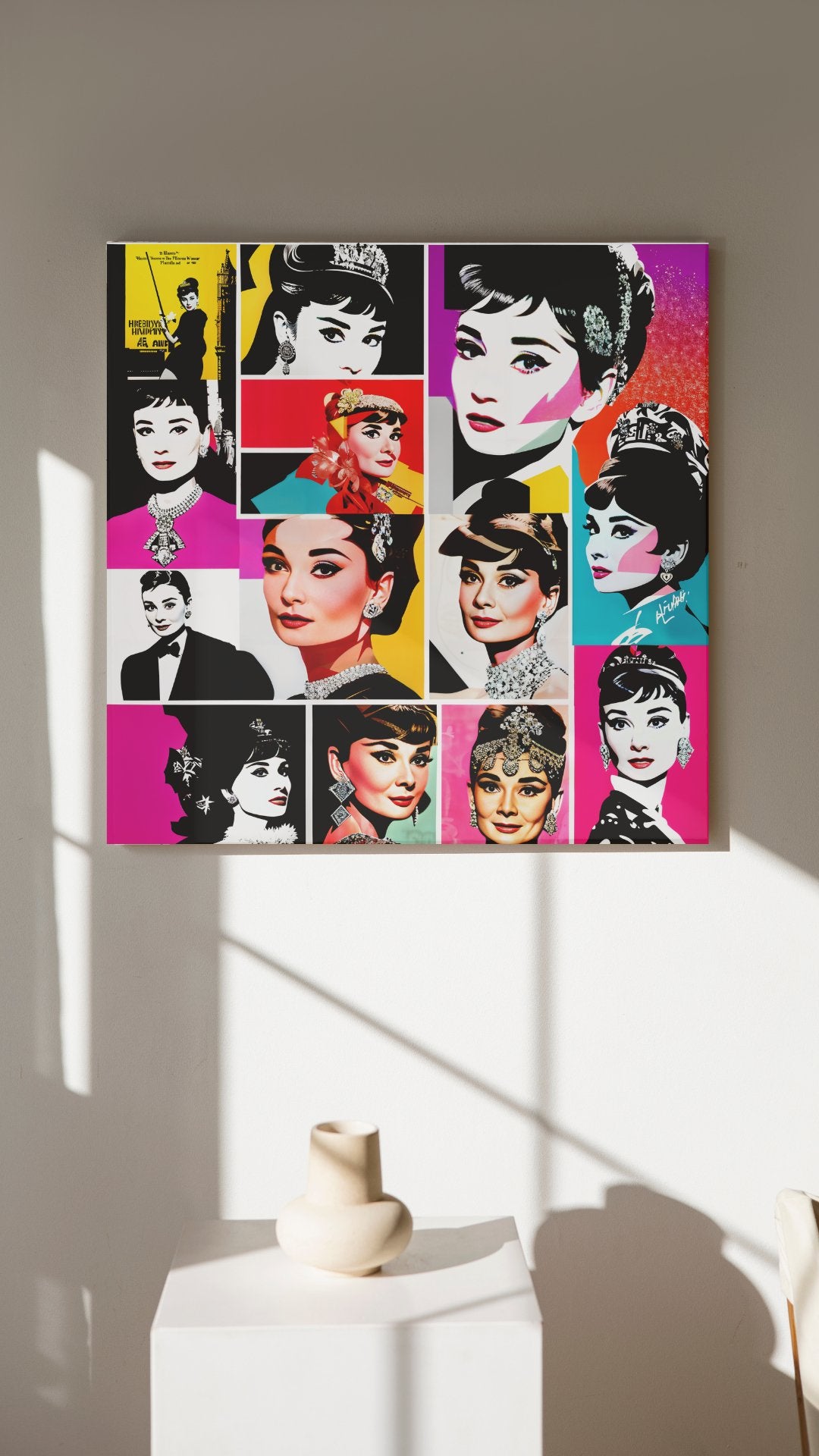 Digital Print: Timeless Legacy - A Vibrant Collage of Cinematic Brilliance and Style, Audrey Hepburn, Pop Art, Hollywood, Celerity,  Digital Audrey, Art Print, Gift, Decor, Gallery, Retailer