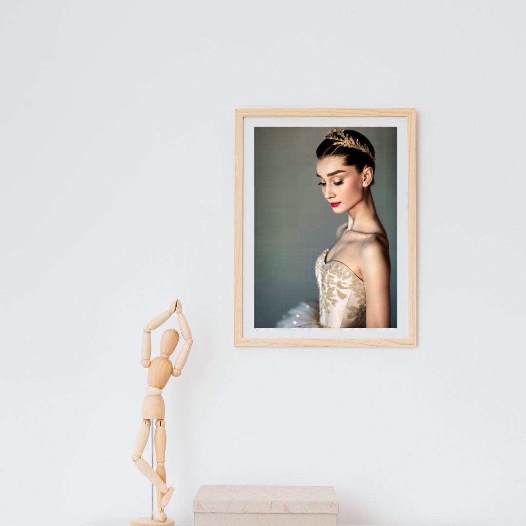 Digital Print: Unfulfilled Dreams: Audrey Hepburn's Ballet Reverie ,Digital Audrey, Art Print, Prima Ballerina Art, dance studio, gift, decor