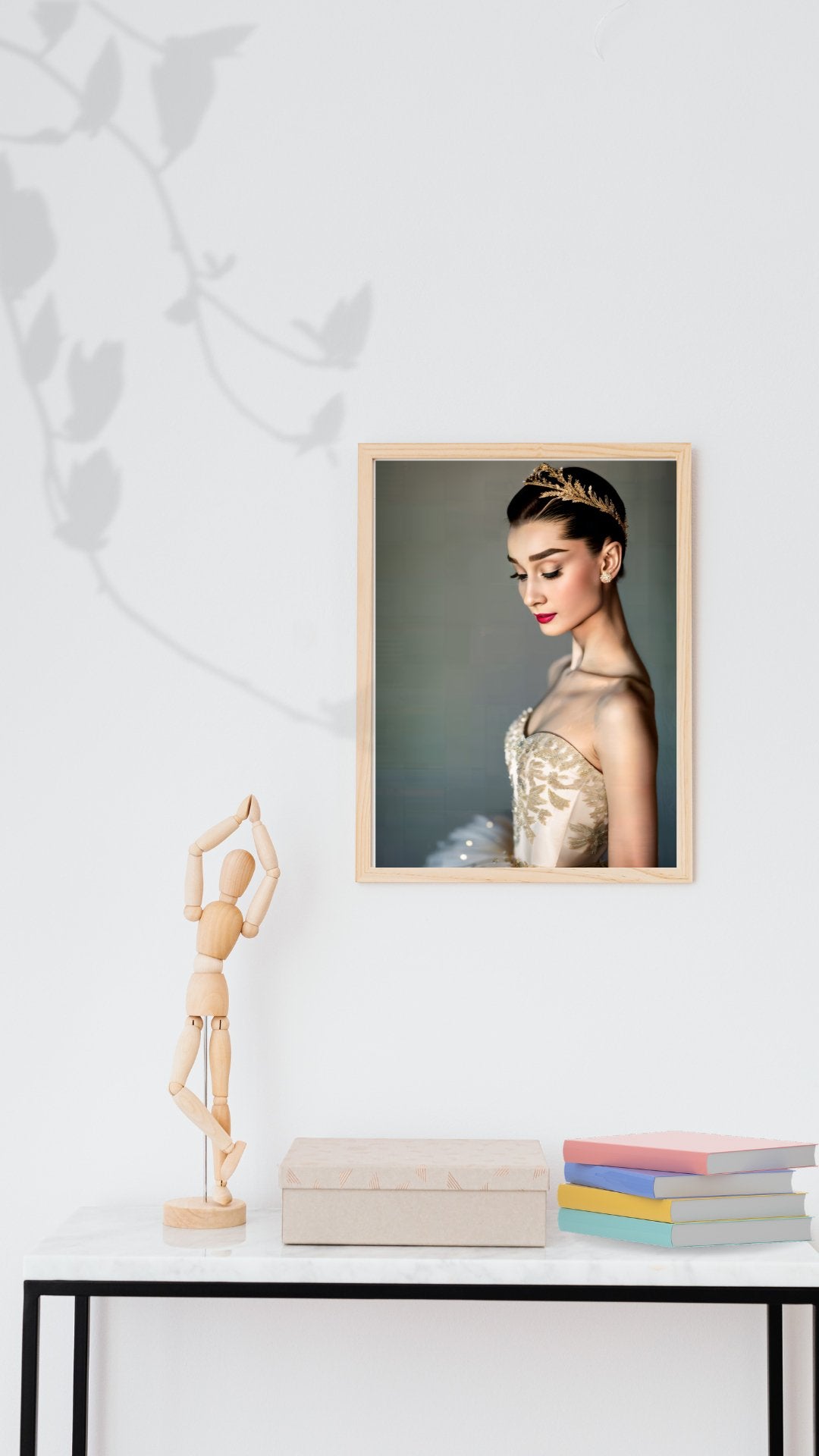 Digital Print: Unfulfilled Dreams: Audrey Hepburn's Ballet Reverie ,Digital Audrey, Art Print, Prima Ballerina Art, dance studio, gift, decor, small frame